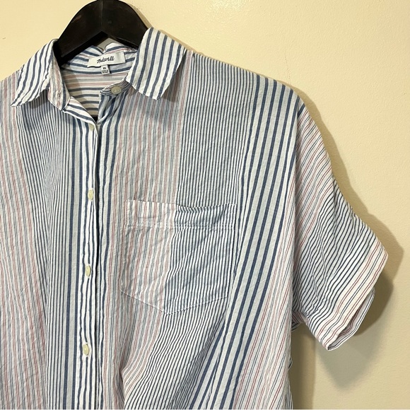 Madewell Short Sleeve Tie Front Shirt in Rawley Stripe - Picture 4 of 14